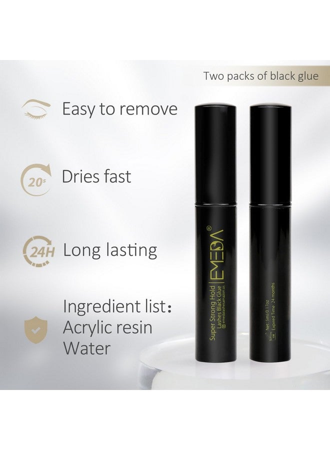 EMEDA 2 PCS Black Eyelash Glue False Eyelash Glue Super Strong Hold Professional Eyelash Glue Lashes Glue Best Eyelash Glue Black Eyelash Adhesive Eye Lash Glue Latex Free Glue for Eyelashes - Image 5