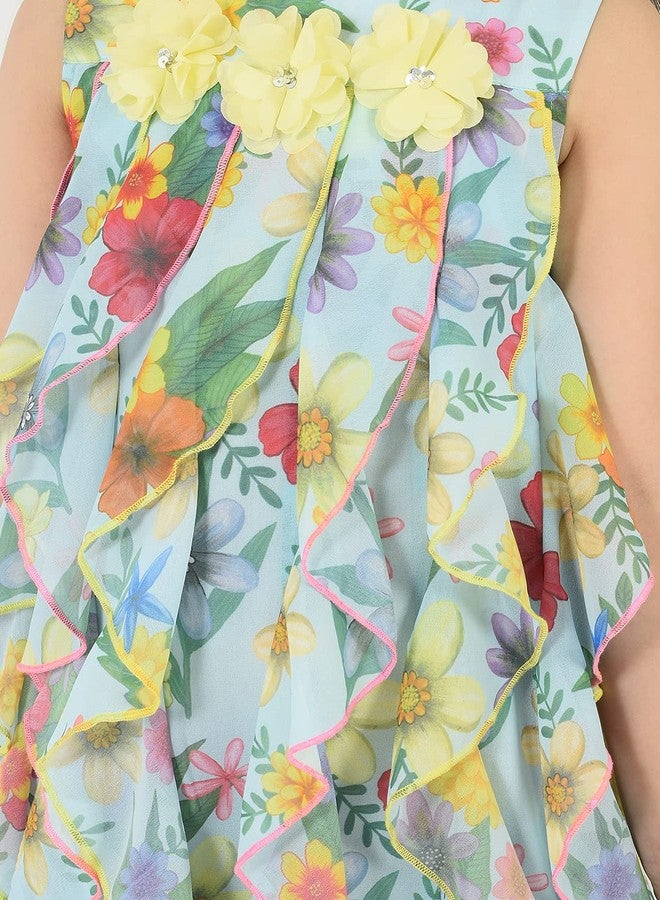 Nautinati فستان نوتيناتي للبنات مزخرف بقصة ضيقة وواسعة | العمر 4-8 سنوات متعدد الألوان - Image 4