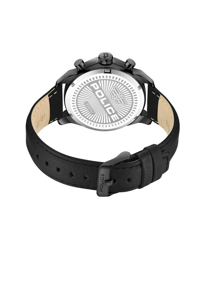 POLICE POLICE - Menelik Watch For Men Charcoal Black Leather Strap - PEWJF0004303