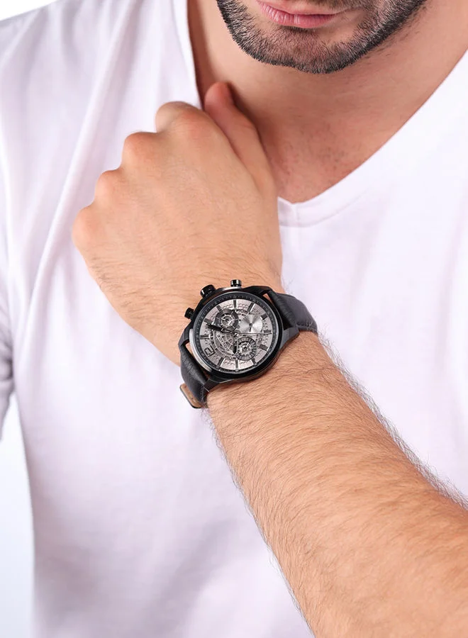 POLICE POLICE - Menelik Watch For Men Charcoal Black Leather Strap - PEWJF0004303