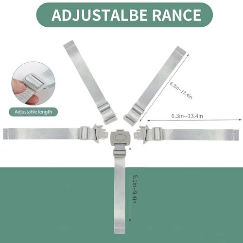 CORALTREE Highchair Straps – Replacement Straps for Graco,5 Point High Chair Harness Straps Adjustable Sturdy Safety Strap Belt - Image 2