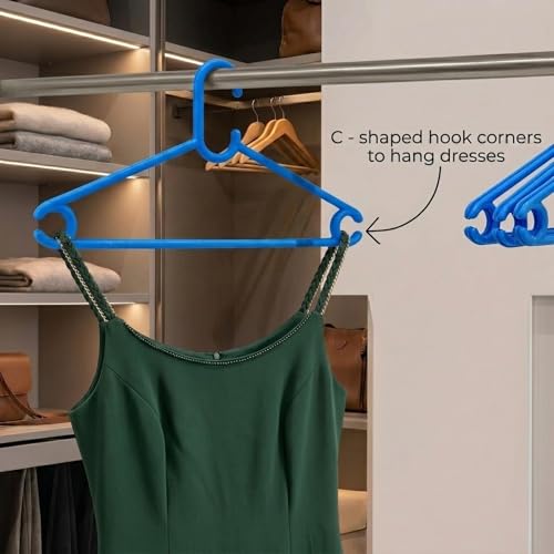 Mahaware Polypropylene Clothes Hanger Pack of 12 | Heavy Duty, Slim Space Saving Hangers for Wardrobe & Closet Organization | Durable Plastic Hangers for Dresses, Shirts & Coats, Blue - Image 5