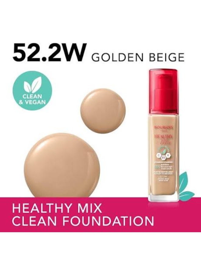 بورجوا باريس كريم أساس سائل "هيلثي ميكس كلين" من بورجوا، 30 مل، درجة "جولد بيج" (Gold Beige) رقم 52.2 - Image 3