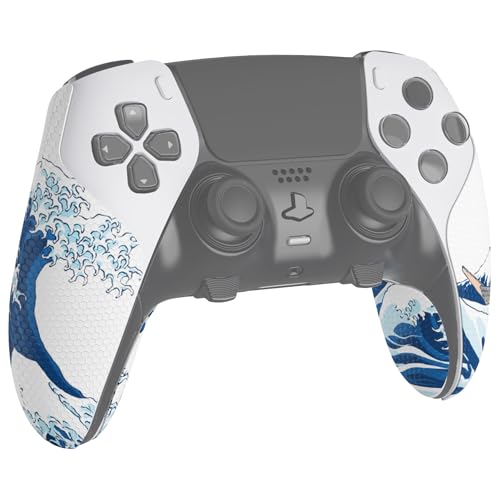 PlayVital Anti-Skid Sweat-Absorbent Controller Grip for ps5 Edge Wireless Controller, Textured Soft PU Handle Grips Anti Sweat Protector for ps5 Edge Controller - The Great Wave off Kanagawa - Image 4