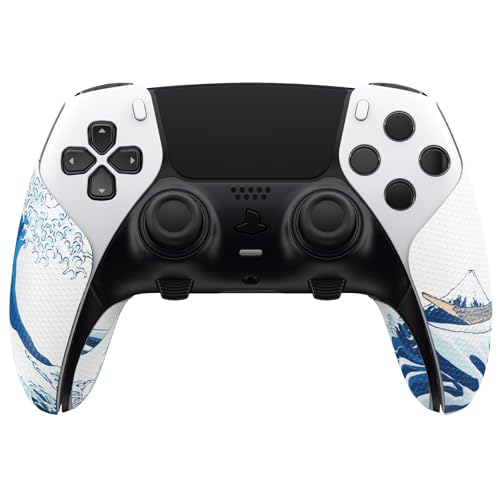 PlayVital Anti-Skid Sweat-Absorbent Controller Grip for ps5 Edge Wireless Controller, Textured Soft PU Handle Grips Anti Sweat Protector for ps5 Edge Controller - The Great Wave off Kanagawa - Image 3