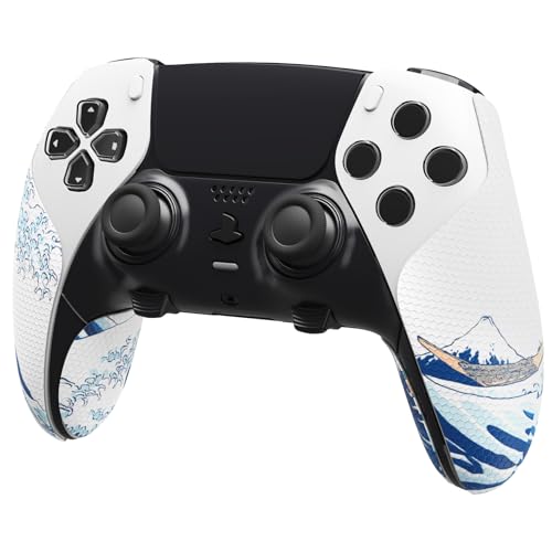 PlayVital Anti-Skid Sweat-Absorbent Controller Grip for ps5 Edge Wireless Controller, Textured Soft PU Handle Grips Anti Sweat Protector for ps5 Edge Controller - The Great Wave off Kanagawa - Image 5