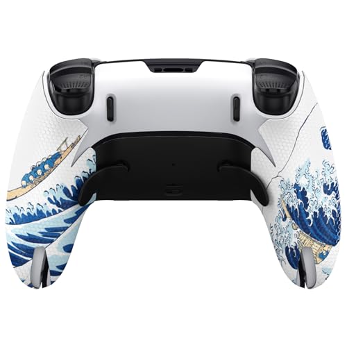 PlayVital Anti-Skid Sweat-Absorbent Controller Grip for ps5 Edge Wireless Controller, Textured Soft PU Handle Grips Anti Sweat Protector for ps5 Edge Controller - The Great Wave off Kanagawa - Image 2