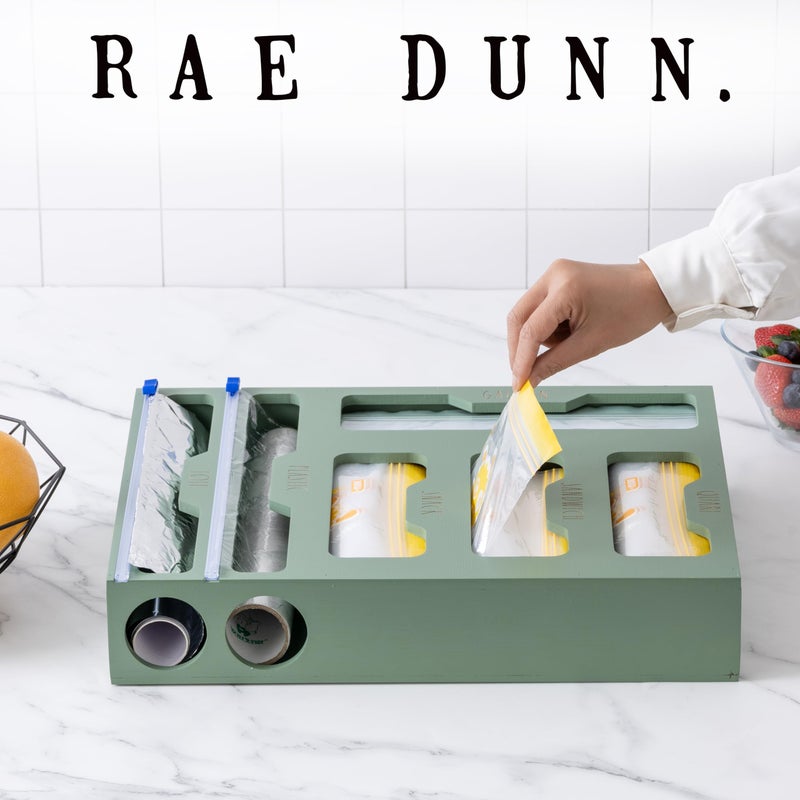 Rae Dunn Bamboo Bag Organizer for Kitchen Drawer - Durable Wood Organizer for Kitchen Storage - Holds Gallon, Quart, Snack, Sandwich Size Baggies, Plastic Wrap and Foil - Image 5
