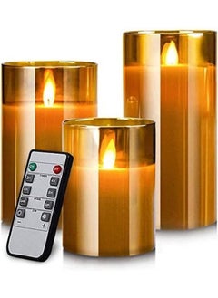 XiuWoo 3-Piece LED Flameless Candle Set Gold  - Image 1