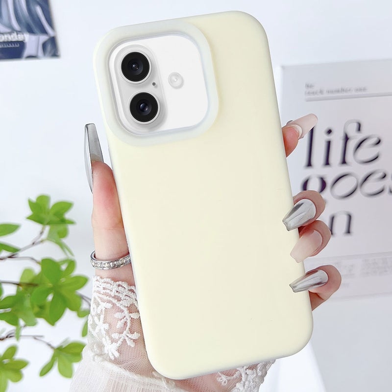 HuHa Protective Cover For iPhone 16 PC Hybrid Liquid Silicone Jelly Phone Case(Light Yellow) - Image 1