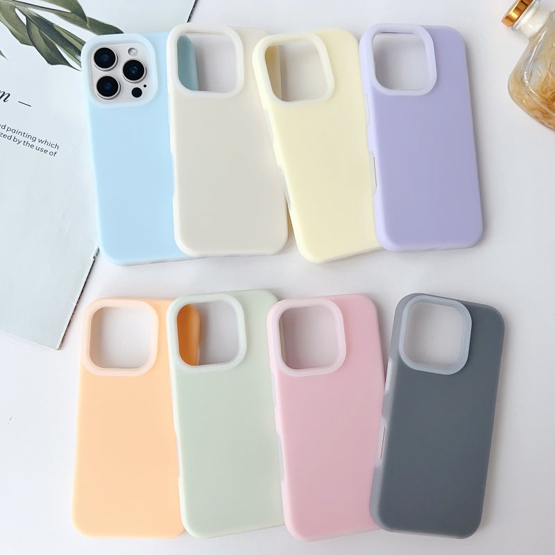 HuHa Protective Cover For iPhone 16 PC Hybrid Liquid Silicone Jelly Phone Case(Light Yellow) - Image 2