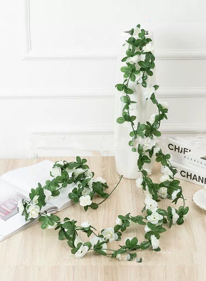 Bolivia's 5pcs Artificial white Rose Branches green vine- An Elegant Touch of Timeless Beauty - artificial rose branches,  flower decor, party decorations, wedding decorations, home decor, garden decor, gifts, birthday, Halloween, Valentine's Day, Mother's Day - Image 1