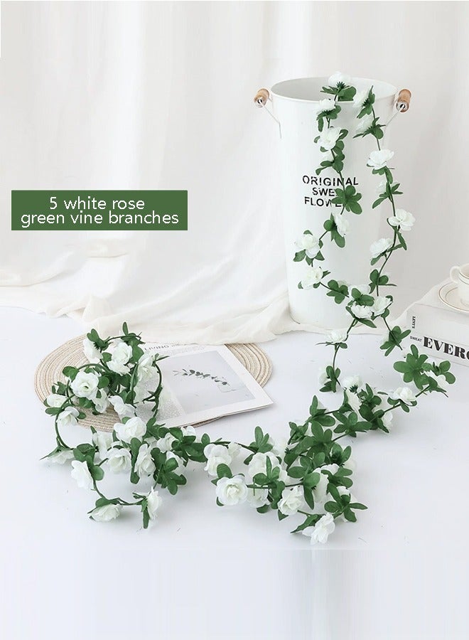 Bolivia's 5pcs Artificial white Rose Branches green vine- An Elegant Touch of Timeless Beauty - artificial rose branches,  flower decor, party decorations, wedding decorations, home decor, garden decor, gifts, birthday, Halloween, Valentine's Day, Mother's Day - Image 3