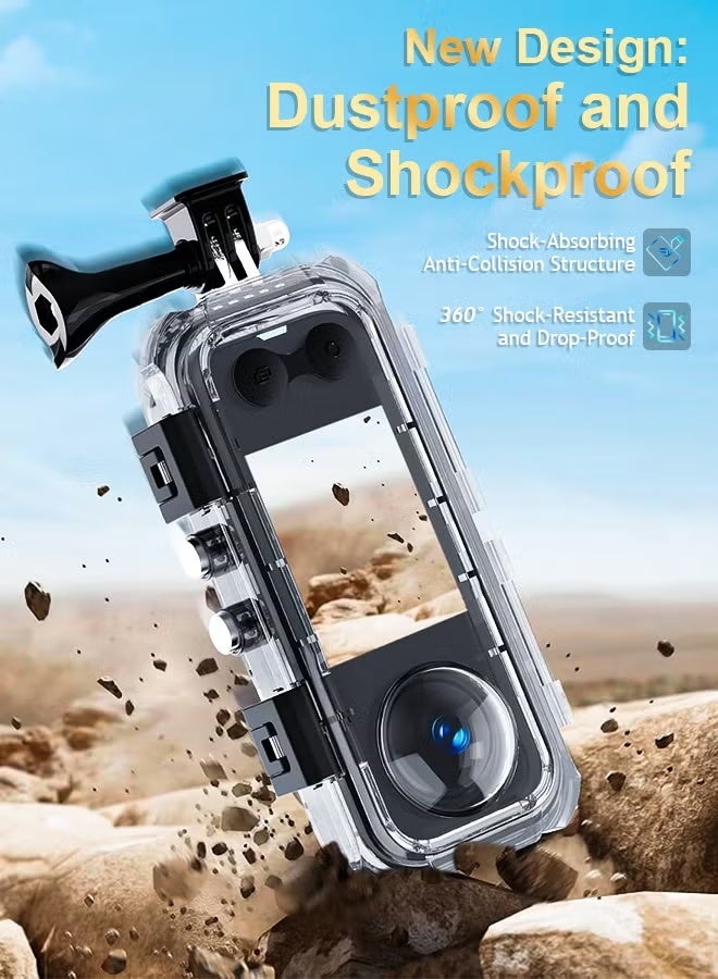 YelaJoy FitStill Waterproof Diving Case for Insta360 X5 - 131FT/40M Underwater Housing, Anti-Scratch Protective Shell, Only Compatible with Insta 360 X5 - Image 3