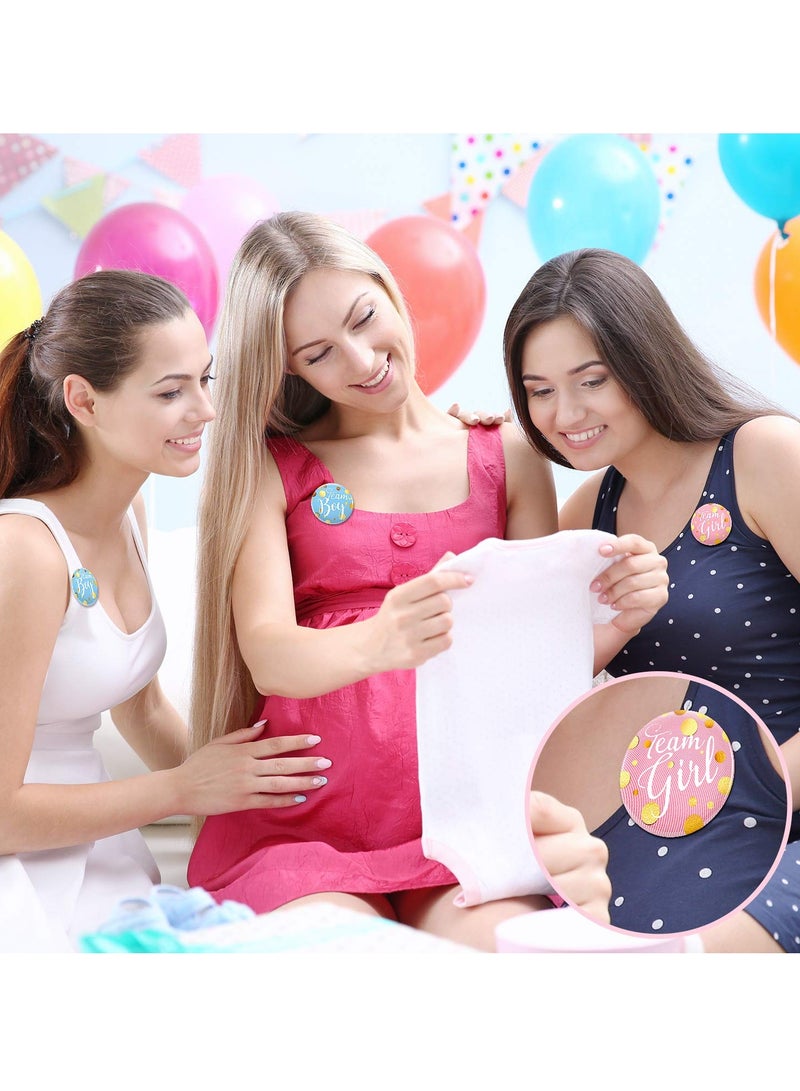 Excefore Gender Reveal Pins, 60 Pcs Team Girl and The Boy on Pin, Baby Shower Pink Blue Pins for Baby Shower Party Favors Baby Shower Party Favors Gender Reveal Party Supplies (1.5 Inches) - Image 3