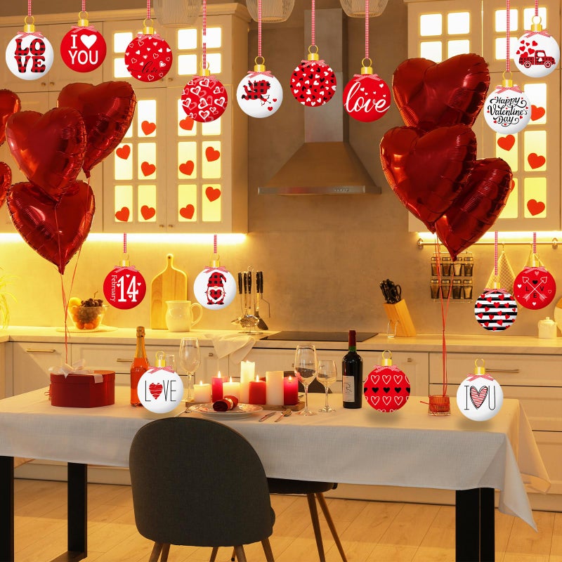 gisgfim 16PCS Valentines Ornaments Tree Decorations Valentine's Day Wood Ornaments 2D Love Heart Gnome Hanging Cutouts Valentines Welcome Hello Spring Cute Pattern Home Party Decor Supplies Hanging Craft - Image 4