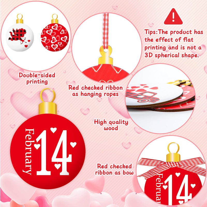 gisgfim 16PCS Valentines Ornaments Tree Decorations Valentine's Day Wood Ornaments 2D Love Heart Gnome Hanging Cutouts Valentines Welcome Hello Spring Cute Pattern Home Party Decor Supplies Hanging Craft - Image 3