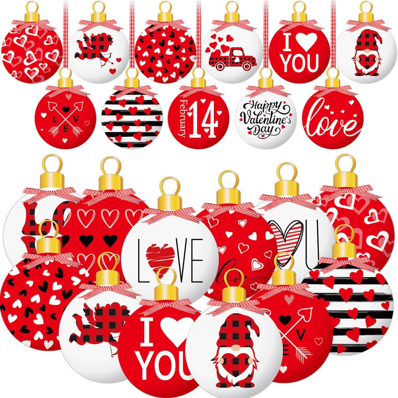 gisgfim 16PCS Valentines Ornaments Tree Decorations Valentine's Day Wood Ornaments 2D Love Heart Gnome Hanging Cutouts Valentines Welcome Hello Spring Cute Pattern Home Party Decor Supplies Hanging Craft - Image 1