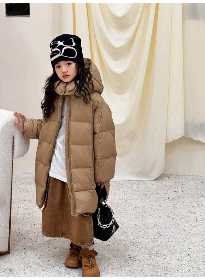 New Korean Style Autumn/winter Men's Women's Kids Mid-length 90% Down Jacket Thickened Warm Loose Children's Coat