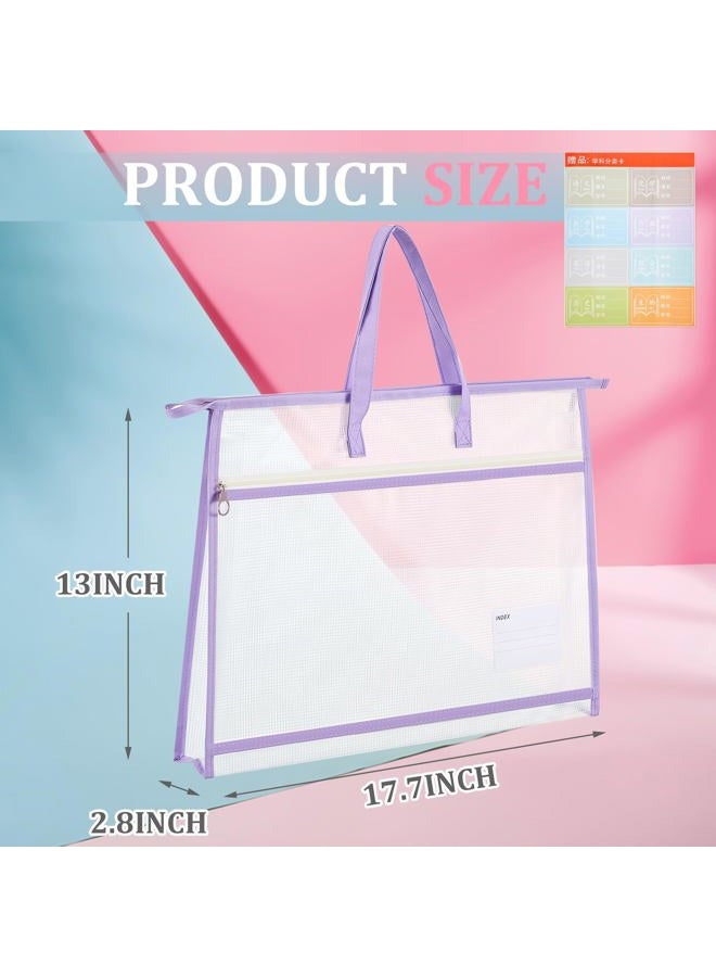 Bulyoou 3 Pcs A3 Project Bag for Quilting Craft Storage for Quilters Clear Mesh Design Art Supply Bag Kids Artwork Storage Organize for Artworks Charts and Teaching Material Multipurpose - Image 2