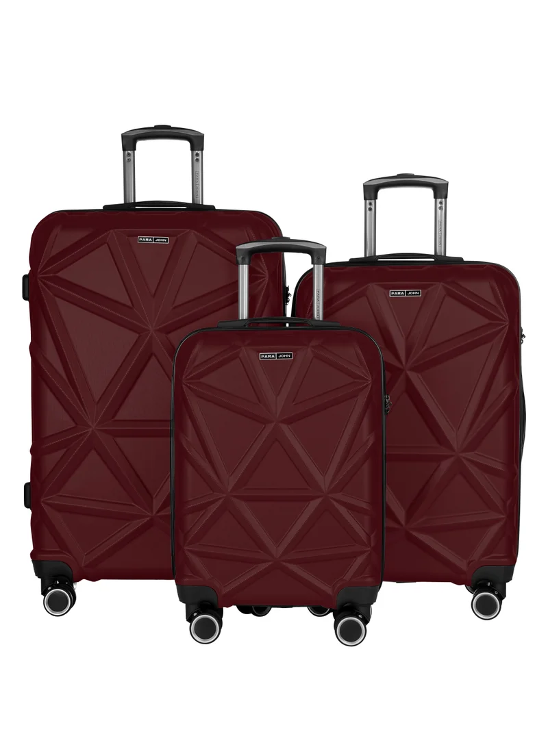 بارا جون Matrix Set of 3 ABS Hard Case Luggage Trolley Bags with 8 Spinner Wheels and Lock – Burgundy (Small, Medium, Large)