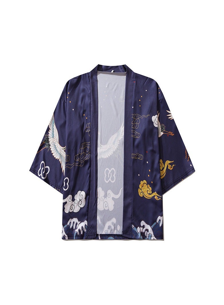 Loquat New China-Chic Element 3D Printing Cardigan Loose Men's Cape - Image 2