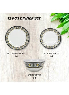 Melrich Melrich 12 Pcs Melamine Dinner Set Dinner and Soup plate and Bowls Dishwasher and Freezer safe Durable and Strong for daily use  - Image 2