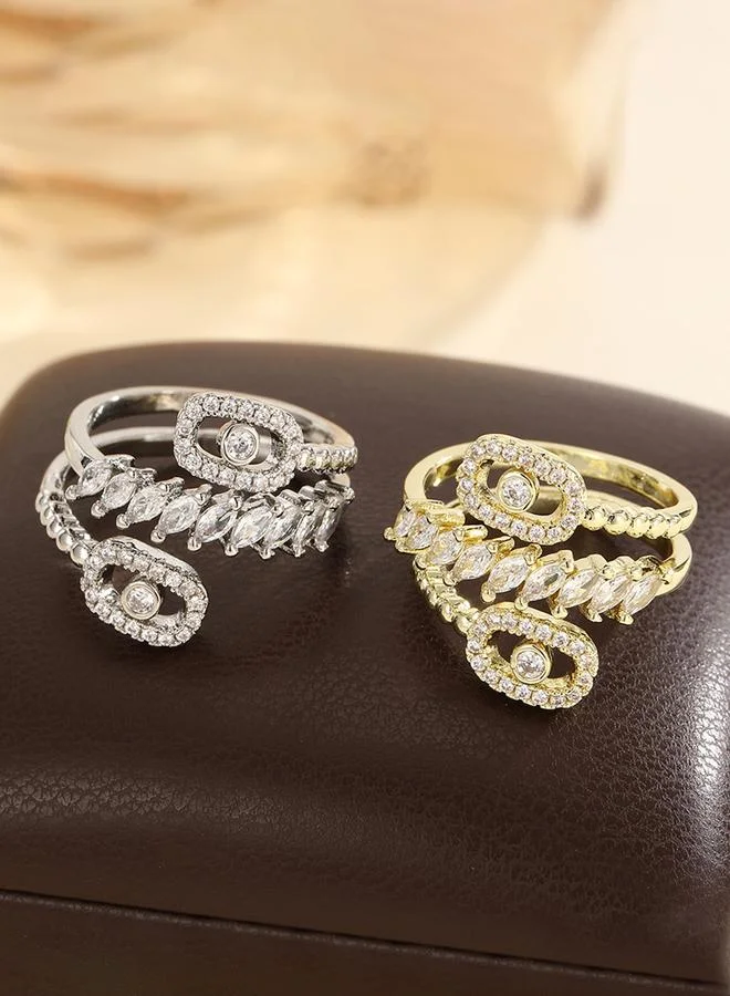 Take Two  Silver Embellished Ring for Women | Best Price UAE