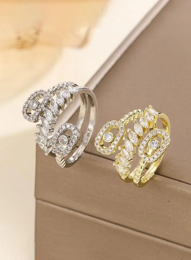 Take Two  Silver Embellished Ring for Women | Best Price UAE