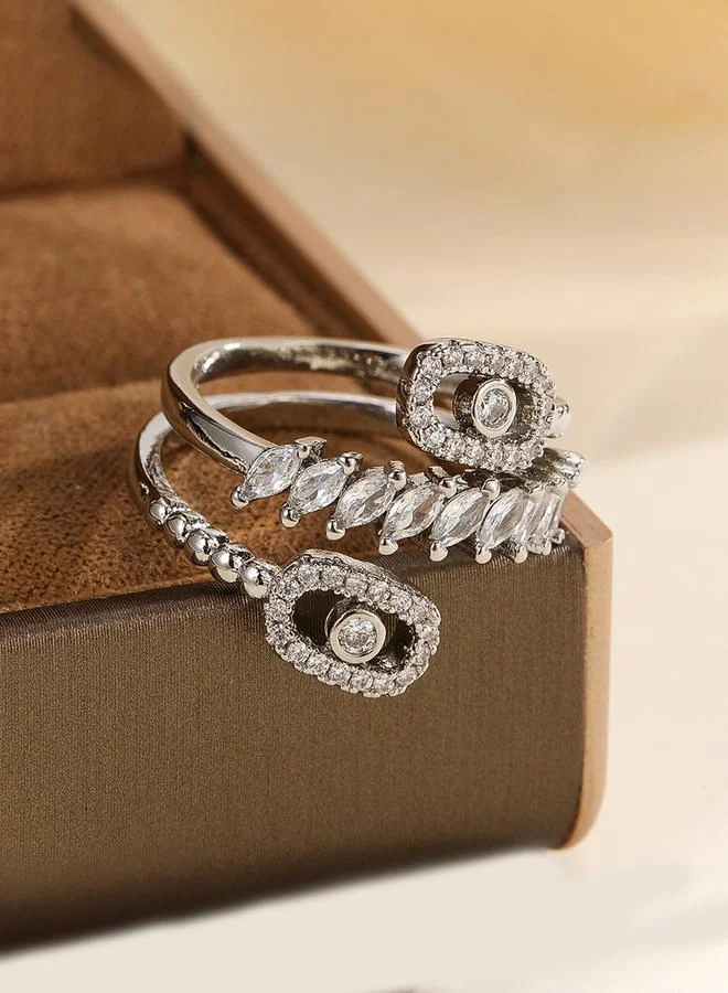 Take Two  Silver Embellished Ring for Women | Best Price UAE