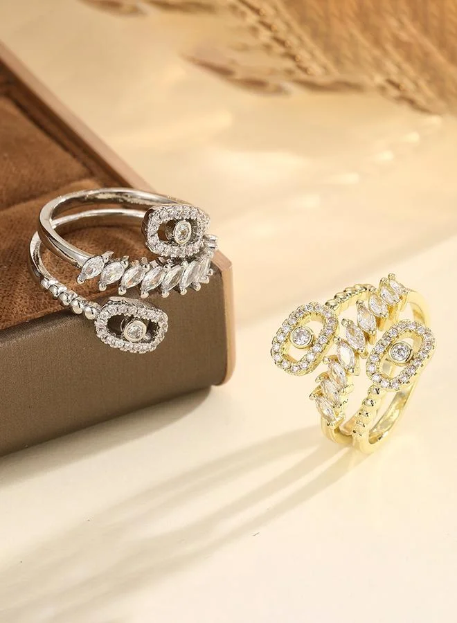 Take Two  Silver Embellished Ring for Women | Best Price UAE