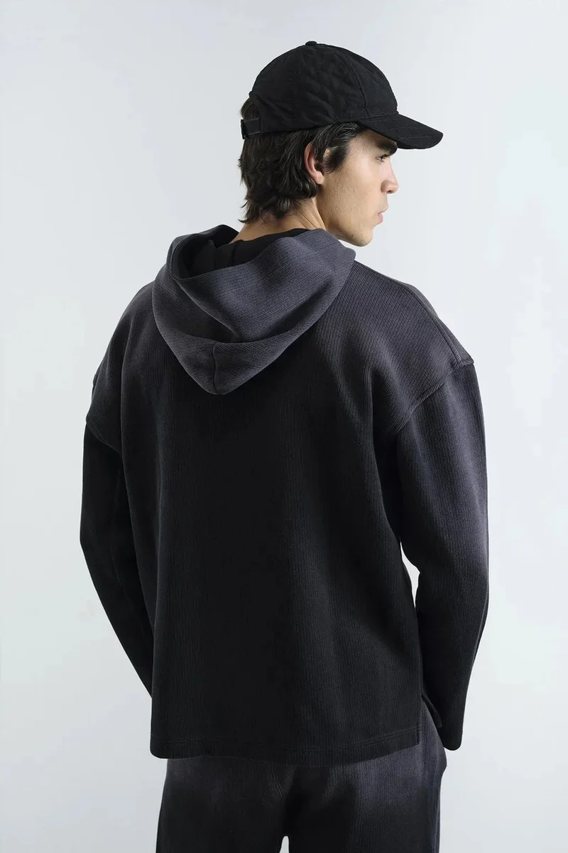 Giesto Black GIESTO Hooded Knitted Sweatshirt for Men | Best Price UAE