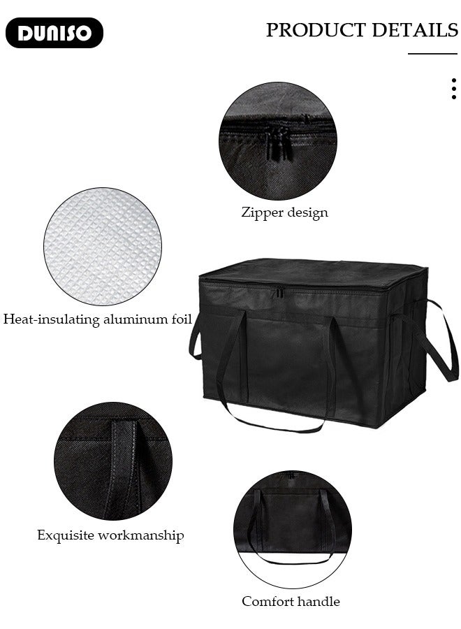 DUNISO Insulated Grocery Bag with Zippered Top, Lunch Delivery Bag, Insulated Shopping Bag, Reusable Food Cooler Bag, Washable, Reinforced Bottom and Handles, Insulated Grocery Bags for Hot Or Cold Food - Image 5