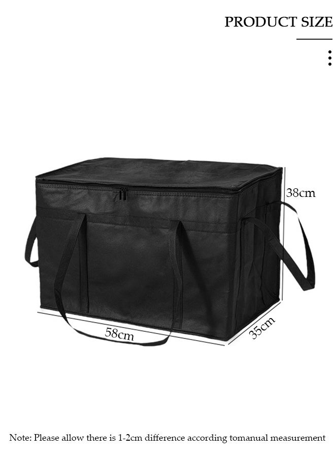 DUNISO Insulated Grocery Bag with Zippered Top, Lunch Delivery Bag, Insulated Shopping Bag, Reusable Food Cooler Bag, Washable, Reinforced Bottom and Handles, Insulated Grocery Bags for Hot Or Cold Food - Image 2