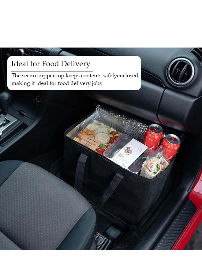 DUNISO Insulated Grocery Bag with Zippered Top, Lunch Delivery Bag, Insulated Shopping Bag, Reusable Food Cooler Bag, Washable, Reinforced Bottom and Handles, Insulated Grocery Bags for Hot Or Cold Food - Image 5