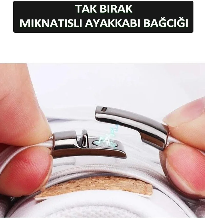 Dopar Elastic Smart Locking Magnet Metal Plug and Drop Sports Shoe Laces 100 cm