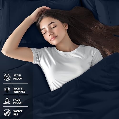 Utopia Bedding Full Sheet Set – 4 Piece Bed Sheets for Full Size Bed, Soft and Breathable Microfiber, Includes 1 Fitted Sheet, 1 Flat Sheet and 2 Pillowcases (Navy Blue) - Image 3