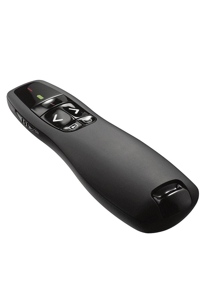 Wireless Presentation Remote R400 , 2.4 GHz, USB-Receiver, Red Laser Pointer, 15-Meter Operating Range, 6 Buttons, Intuitive Slideshow Control, Battery Indicator, PC Black - Image 1