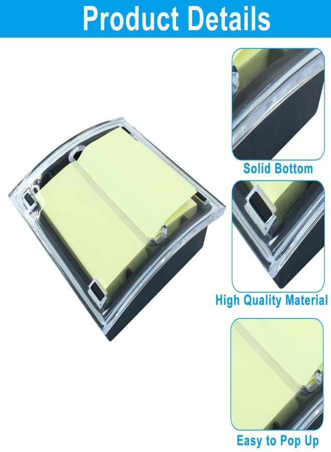 LifCratms 1 Pcs Pop Up Note Dispenser Sticky Notes Holder Black Base Clear Top Sticky Pad Holder for School Office Home Store/Desk Users - Image 4
