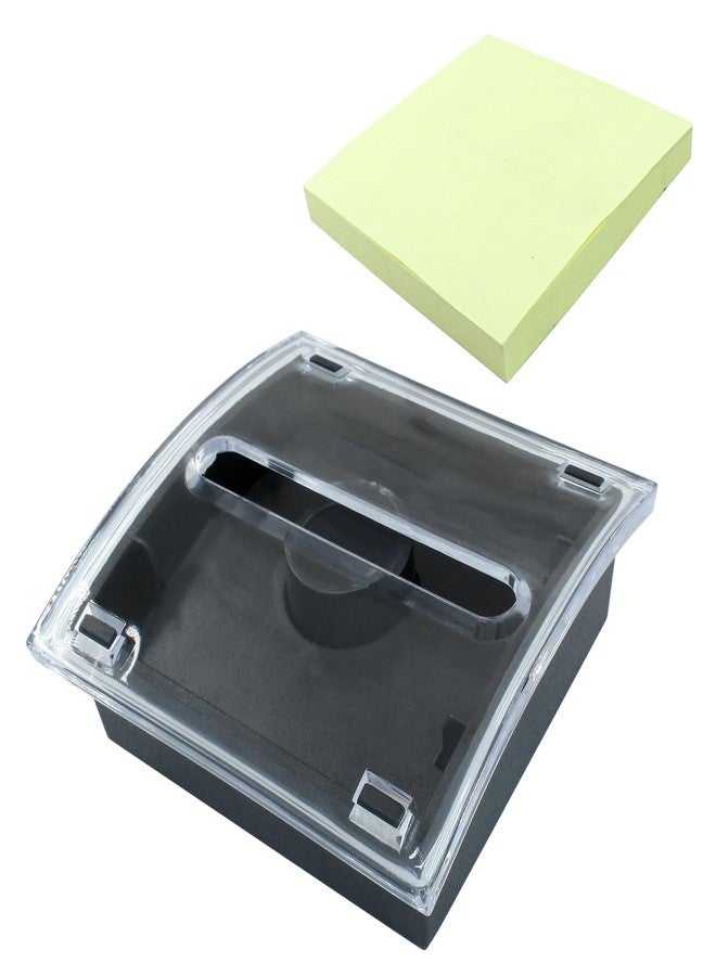 LifCratms 1 Pcs Pop Up Note Dispenser Sticky Notes Holder Black Base Clear Top Sticky Pad Holder for School Office Home Store/Desk Users - Image 1