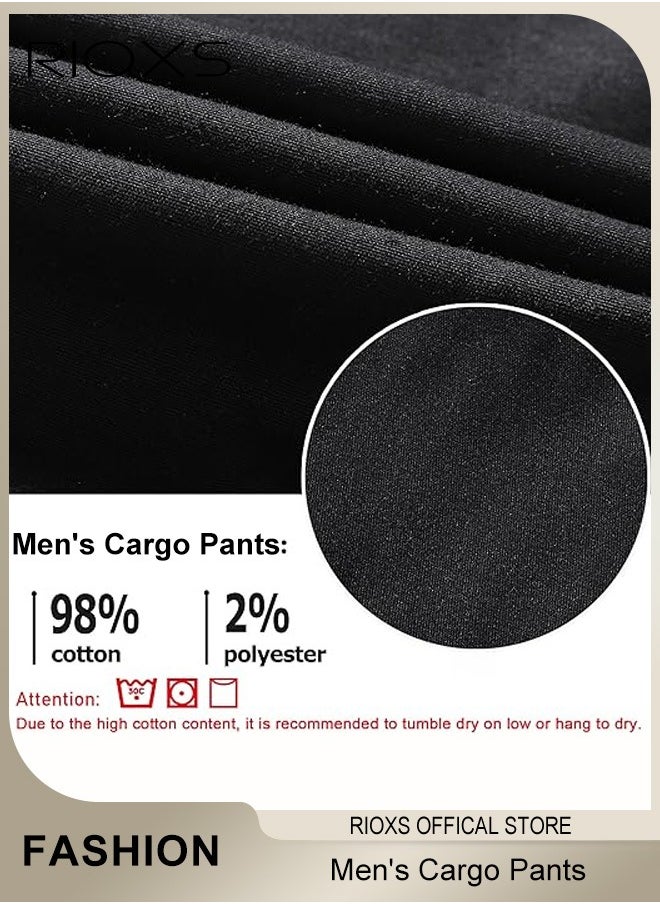 RIOXS - Men's Classic Cargo Pants, Comfortable Joggers, Casual Work Trousers, Cargo Jogging Tracksuit Bottoms, Drawstring Sweatpants with Multiple Pockets, Loose Cargo Sweatpants, Suitable for Outdoor Activities and Daily Leisure - Image 1