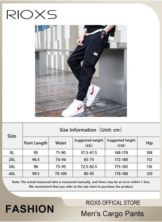 RIOXS - Men's Classic Cargo Pants, Comfortable Joggers, Casual Work Trousers, Cargo Jogging Tracksuit Bottoms, Drawstring Sweatpants with Multiple Pockets, Loose Cargo Sweatpants, Suitable for Outdoor Activities and Daily Leisure - Image 1