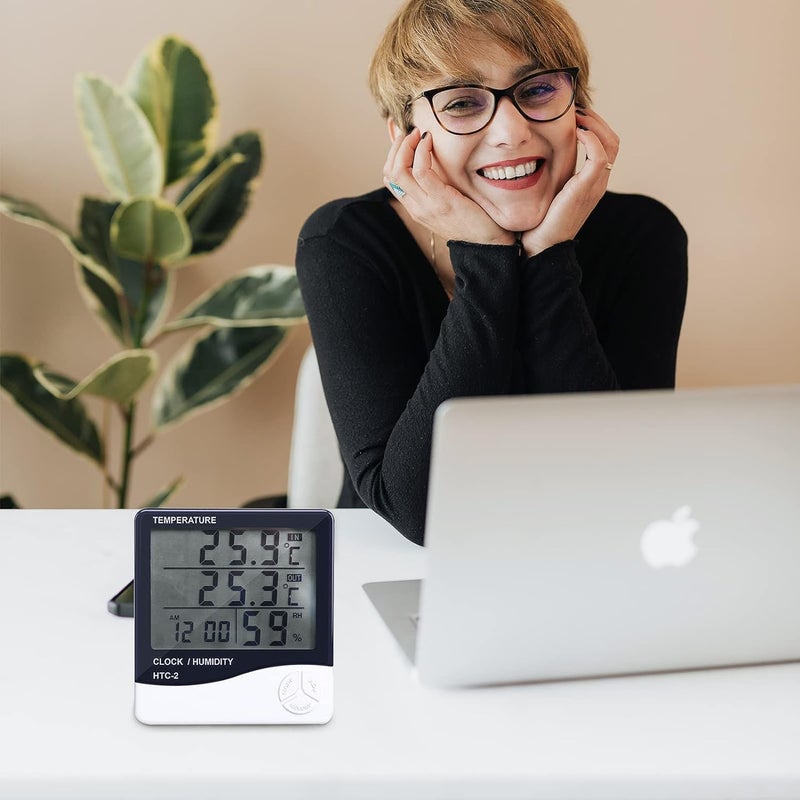 Stadash HTC-2 Digital Room Thermometer with Humidity Monitor and LCD Clock - Indoor Outdoor Hygrometer Temperature Sensor with Calendar, Wall Mount Display, Alarm and 1.5m Wire Probe - Image 4