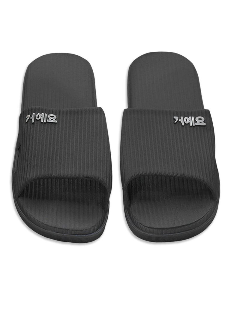 Men's Anti-Slip Plus Size Nylon Slippers Black Color - Image 1