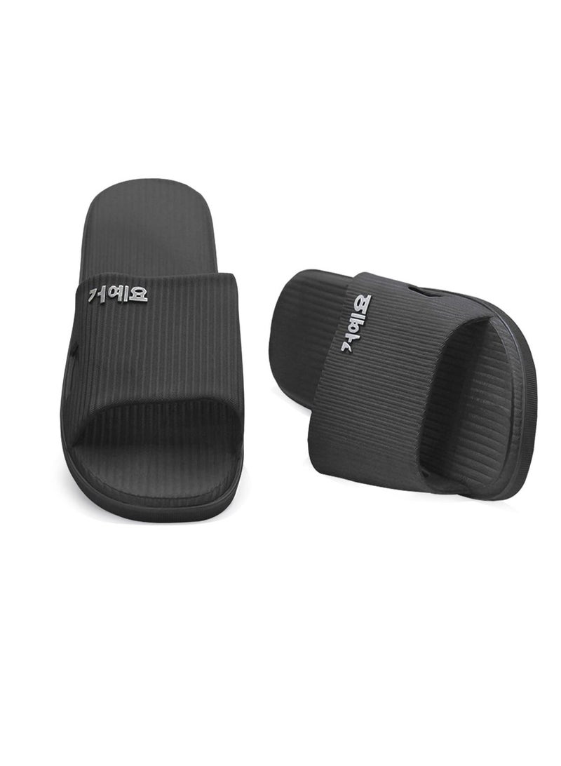 Men's Anti-Slip Plus Size Nylon Slippers Black Color - Image 3