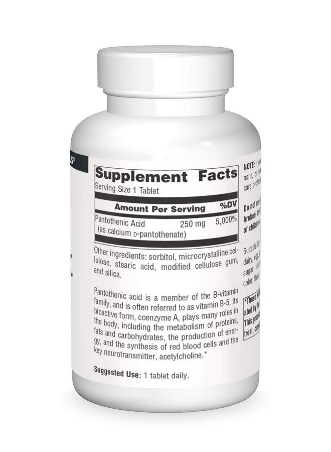 Source Naturals Pantothenic Acid 250 Mg Vitamin B 5 Dietary Supplement 250 Tablets - Image 4