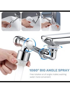 Generic 1080 Degree Large Angle Swivel Filter Connector for Kitchen or Bathroom Sink Faucets, Universal Rotating Robotic Arm, Extension Connector for Expanding Spray and Water Bubbles, Dual Mode, 14 x 4.5cm  - Image 2