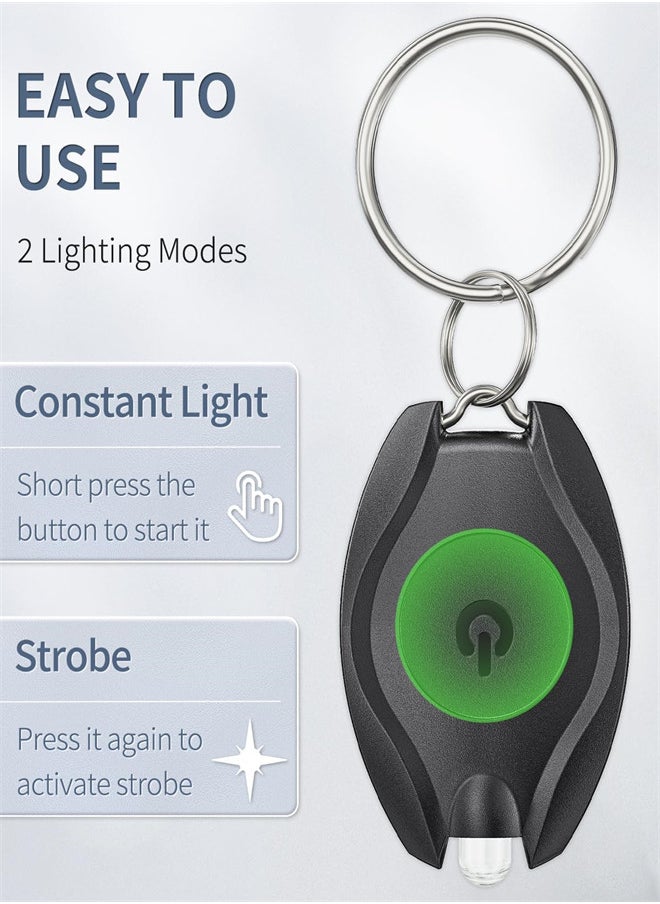 EXCEFORE, 5 Pack LED Flashlight Keychain, Mini Keychain Light 14 Lumen Portable Ultra Bright, Battery Powered Key Ring Torch for Outdoor Camping Hiking and Emergency Lighting