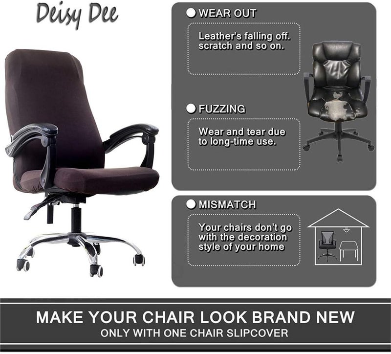 Deisy Dee Computer Office Chair Covers for Stretch Universal Rotating Chair Desk Chairs ONLY Chair Covers (Brown, Medium) - Image 2