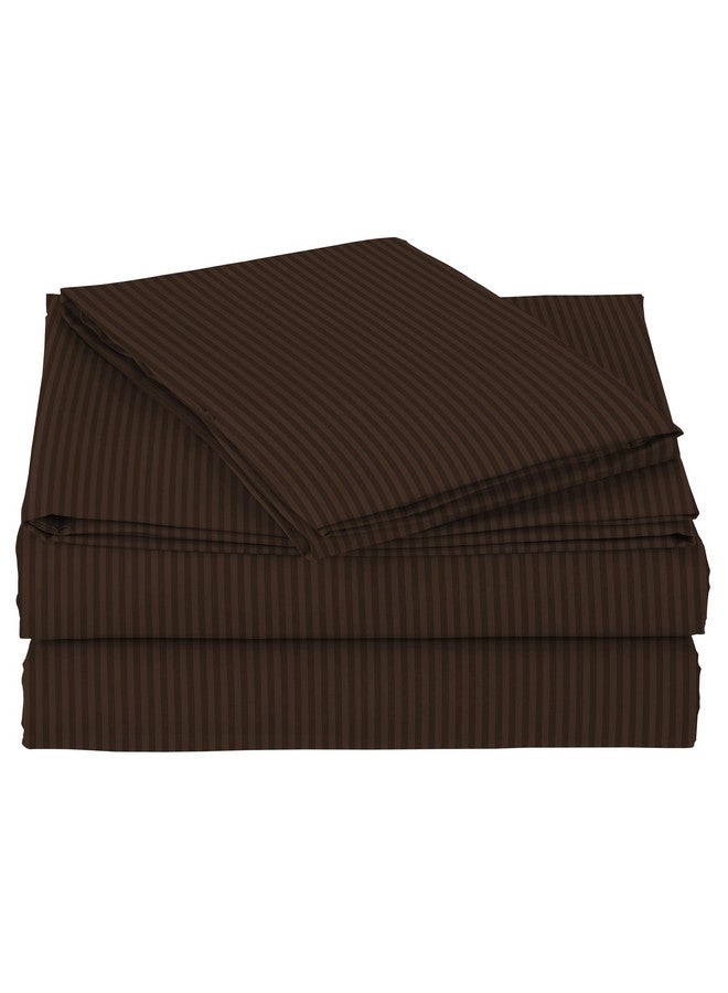 BSB HOME Premium Cotton 220tc Elastic Fitted Bedsheets with 2 Pillow Covers | King Size Bed with All Around Elastic 220 TC Supersoft Striped Pattren Breathable |Size-78 x72+10 inches |Coffee - Image 5
